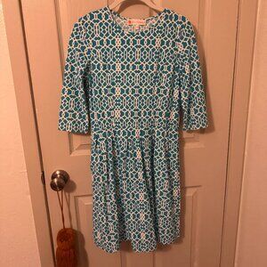 Blue and White 3/4 sleeve Jude Connally Dress